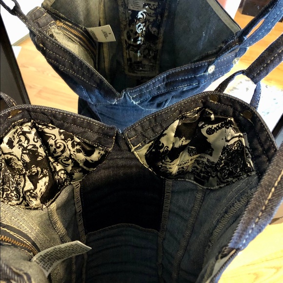 Denim Guess corset style dress with tie up back - Picture 2 of 4